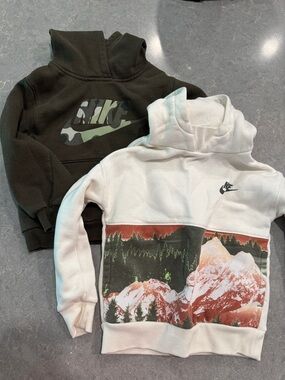 Nike Kids Hoodies Duo - Olive Green & White Scenic